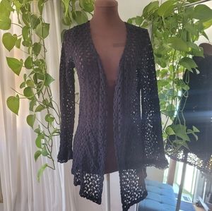 Sold* EUC Haute Society crochet Knit Sweater with bell sleeves size M